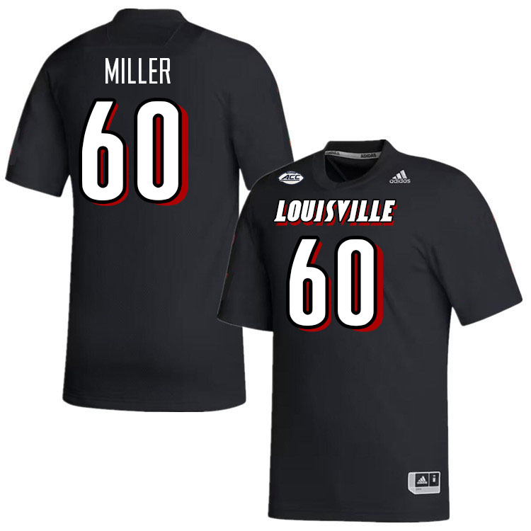 Men #60 Rasheed Miller Louisville Cardinals College Football Jerseys Stitched-Black